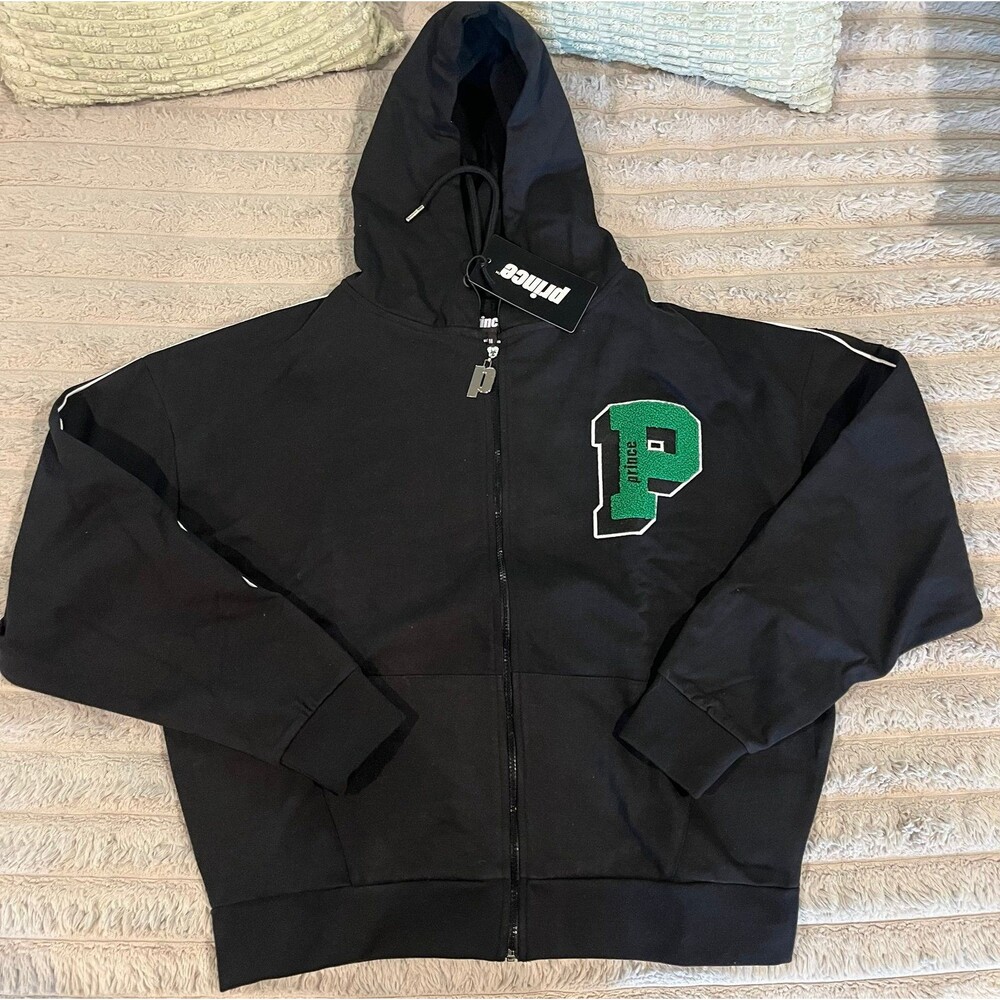 Prince Sports Full Zip Hoodie Jacket NWT – Men’s Medium Black Varsity Style